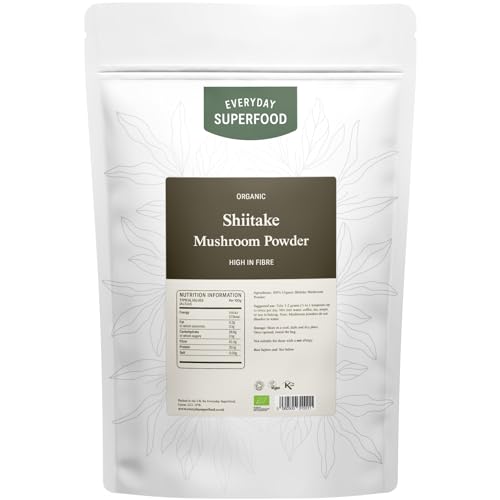 Everyday Superfood Organic Shiitake Mushroom Powder 190g, Ideal for Coffee and Tea and Mushroom Blends