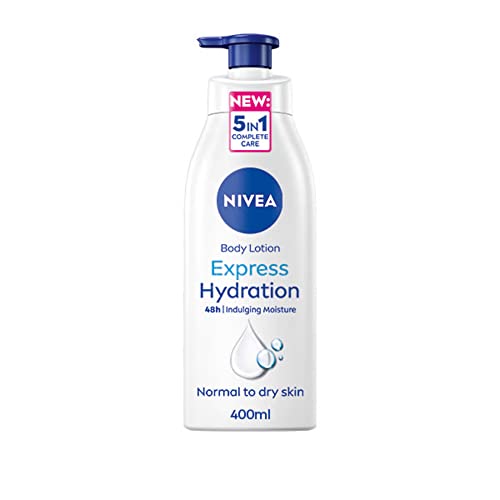 NIVEA Express Hydration Body Lotion (400ml), Fast Absorbing NIVEA Moisturiser for Dry Skin Made with Deep Moisture Serum and Sea Minerals, Smooth Skin NIVEA Body Lotion