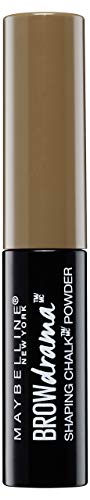 Maybelline Brow Drama Shaping Chalk Powder No. 120 Medium Brown Velvety Eyebrow Powder for Natural Distinctive Eyebrows with Soft Contours