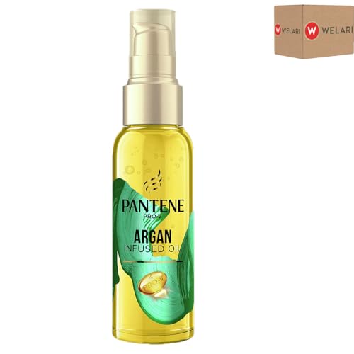 Pantene Pro-V Argan Infused Oil 100ml Pack of 1 Smooth Shiny Radiant Hydrate Dry Damaged Frizzy Hair Repair Non Sticky with Welari Thank You Card | (1pack) (100g)