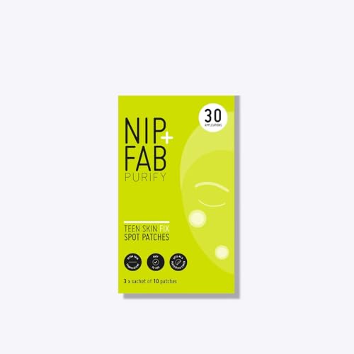 Nip+Fab Teen Skin Spot Patches, 30 Patches, Perfect for Blemish-Prone Teenage Skin, Anti-Spots with Salicylic Acid, Witch Hazel and Wasabi Extract, Face Skin Exfoliating, Calming