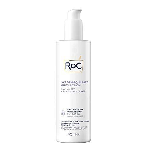 ROC - 3-in-1 Milk Makeup Remover - Effective Makeup Removal - 24-Hour Moisturising Remover - Removes Waterproof Makeup - Skin Toning Solution - Glycerin & Panthenol - All Skin Types - 400 ml
