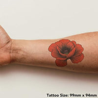 Azeeda 'Red Poppy Flower' Temporary Tattoo - Water Resistant, Skin-Safe, Non-Toxic Transfer (TO00077847)