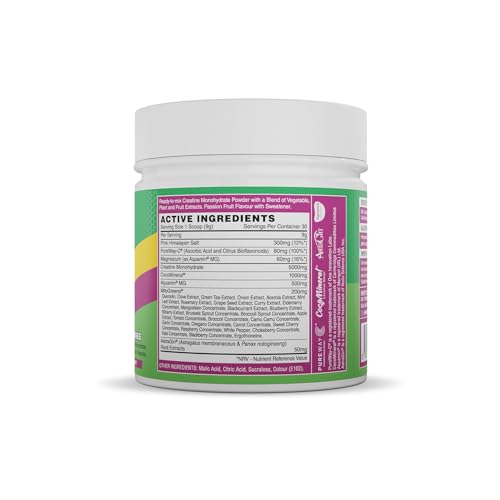 Naughty Boy Crea-Greens Powder, Creatine, Super Greens and Electrolytes. Boosts Performance, Health, Immune System and Hydration. Amazing Taste, Suitable for All Adults 270g (Passion Fruit)