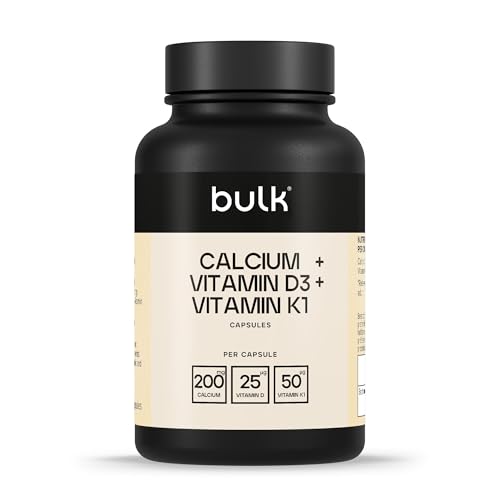 Bulk Calcium, Vitamin D3 and Vitamin K1 Capsules, Pack of 270