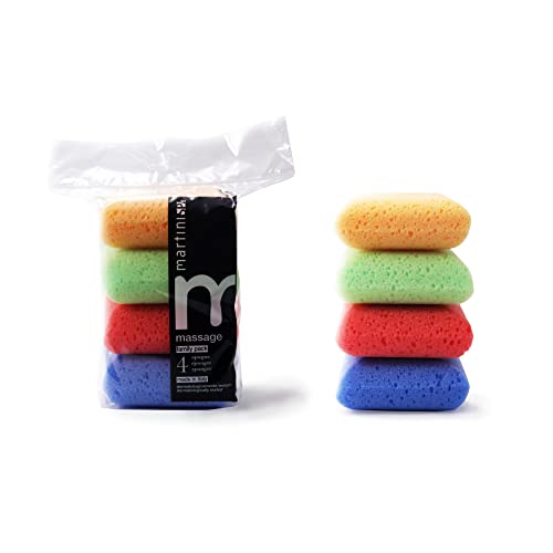 MartiniSPA Massage Color MartiniSPA Coloured Massage Soft Square Sponges, Family Size, 37 g, Pack of 4