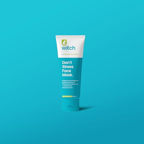 Witch Don't Stress Face Mask, with witch Hazel, minimizes pores, calms redness with Kaolin Clay, fragrance free, 75ml