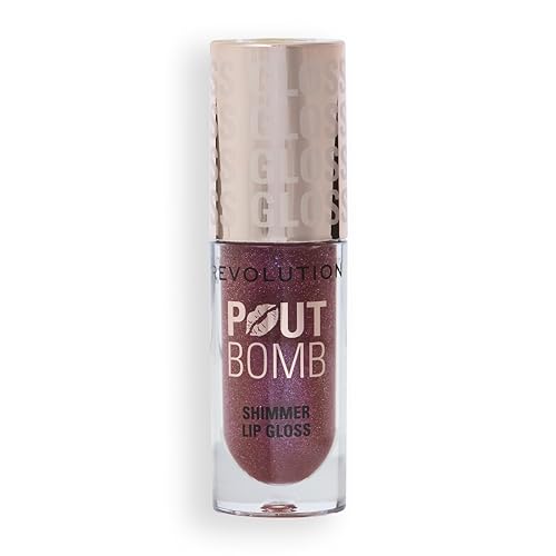 Revolution Beauty London Revolution, Pout Bomb Shimmer Gloss, High-Shine Lip Gloss & Shimmer for Glossy Lips with Hyaluronic Acid & Sweet Vanilla Scent, Berry Lustre, 4.5ml