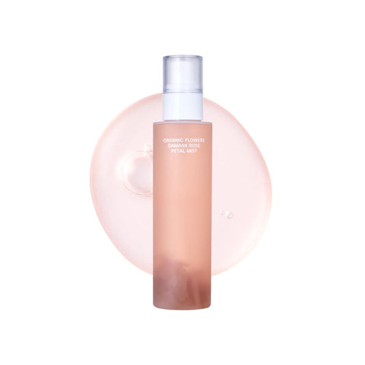 Whamisa Organic Flowers Damask Rose Petal Mist – Water-Free Facial Spray, Fermented Postbiotics, Hydration, Portable & Refreshing (100ml)