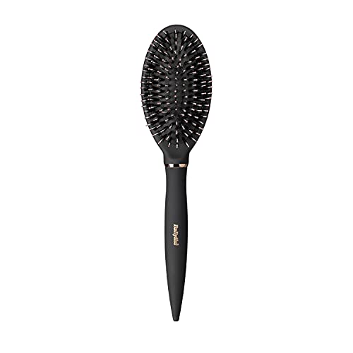 BaByliss Styling Smoothing Hair Brush, Nylon and Boar Bristle Hair Brush, Sleek and Shiny Finish, Black