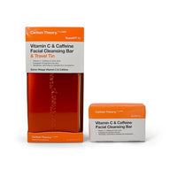 Carbon Theory Vitamin C Face Wash Bar Facial Cleansing Bar & Travel Soap Case Tin - Brightens & Evens Skin Tone - Vegan Travel Face Wash for Acne Prone Skin - Caffeine & Citric Acid - SupaVIT-C, 80g