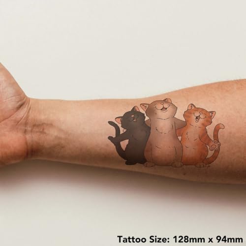 Azeeda 'Singing Cat Trio' Temporary Tattoo - Water Resistant, Skin-Safe, Non-Toxic Transfer (TO00076953)