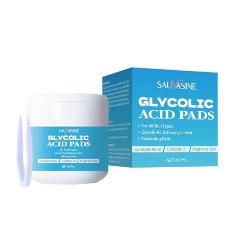 Orknglowy Glycolic Acid Pads, Exfoliates Surface Skin and Reduces Fine Lines and Wrinkles, 60Pads