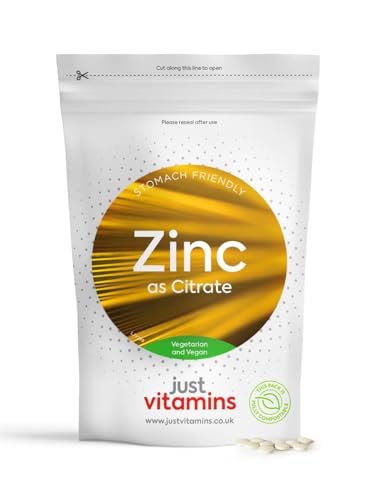 Just Vitamins Zinc (Citrate) 10mg x180 Tablets (6 Month Supply) UK Made