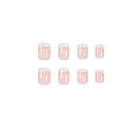 Albiuev 24PCS Short False Nails with Glue Stickers,Coffin Full Cover Acrylic Press on Nails no Glue,Simple Short White French Fake Nails for Women and Girls Nail Art.