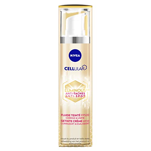 NIVEA CELLULAR LUMINOUS FPS20 Tinted Fluid (1 x 40 ml), Unifying Face Care Anti-Pigment Spots, Face Cream with a Fluid Formula enriched with active ingredients