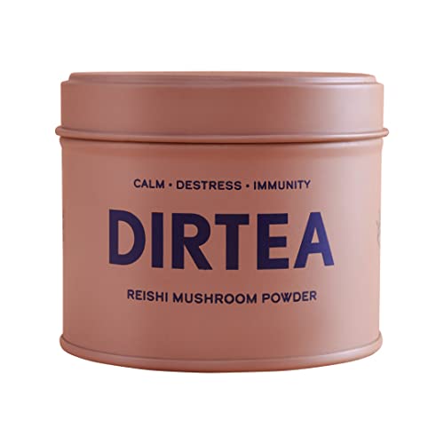 Dirtea Reishi Mushroom Powder, for Calm, destress & Immunity, 1 Tin of Mushroom Powder, 60g, Containing 30 Servings