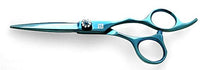 Sanguine Offset Hair Scissors for Hairdressers and Barbers, Suitable for All Hair Cutting, Japanese Convex Blades - 5.75 inch, Blue