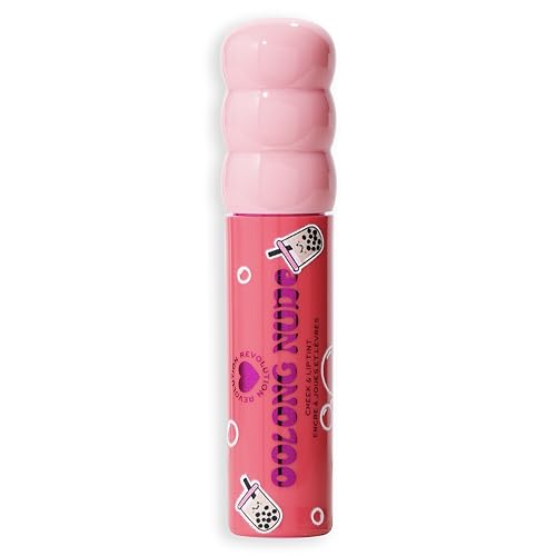 Revolution Beauty London I Heart Revolution Bubble Tea Milky Blush + Lip Tint, Hydrating All-In-One Face Tint Infused With Matcha Green Tea, Vegan & Cruelty-Free, Oolong Nude