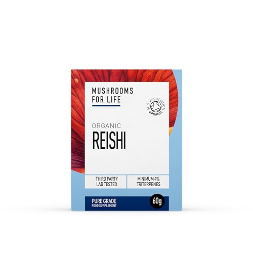 Mushrooms 4 Life Organic Reishi Supplement - Mushroom Superfood Supplement - Reishi Mushroom Complex - Pure Grade Extracts, No Binders (Powder 60g) (60g Powder)