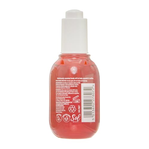 Sol Beauty Dry Body Oil Watermelon Scent, Helps Hydrate and Soften Skin, Vegan Friendly Light Moisturiser 2 x 45ml