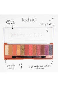 Technic Mega Eyeshadow Palette - 12 Pigmented, Long Lasting, Easy to Apply and Blendable Shades for the Perfect Day to Evening Looks - 18g (Marrakech)