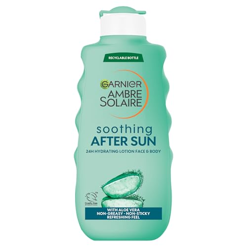 Garnier Ambre Solaire After Sun Lotion Moisturizing Soothing Sun Cream, With Naturally Derived Aloe Vera, Instant Cooling Effect, Upto 24HR Hydration, 175ml