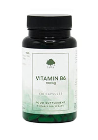 Vitamin B6 Pyridoxine HCl Capsules | 100mg Vitamin B6 per Capsule | 120 Vegan Capsules | G&G Vitamins