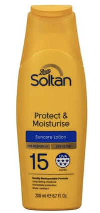 Protect & Moisturise Suncare Lotion SPF15 200ml | Medium Sun Protection with 5★ UVA | Lightweight, Hydrating, Water-Resistant Formula