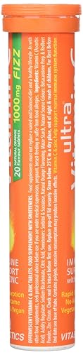 Vitabiotics Ultra Vitamin C Effervescent, Dissolvable with Zinc, Orange Flavour, 20 Tablets, Pack of 1