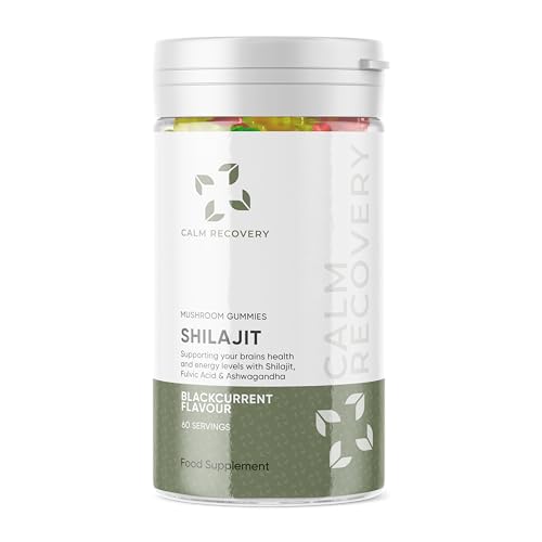 Calm Recovery Shilajit Mushroom Gummies 60 Servings with Lion's Mane and Cordyceps, Advanced Functional Mushroom Complex, Mushroom Supplement, to Support Brain Health and Energy Levels.