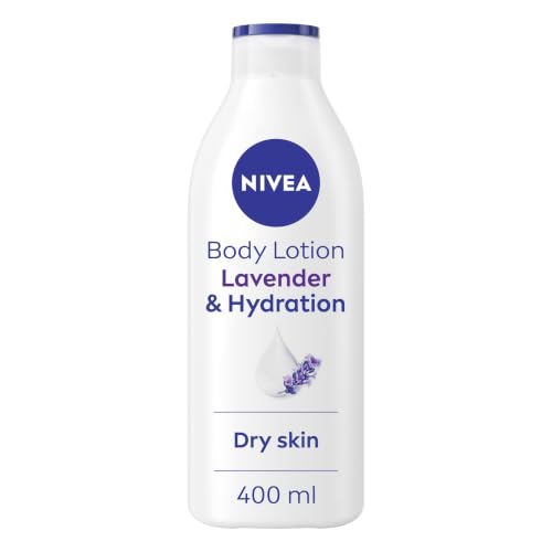 NIVEA Lavender Essentials Body Lotion (400ml), Soothing 72H Hydration NIVEA Moisturiser for Dry Skin Made with Natural Origin Oils and Lavender Scent