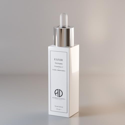 30 ml ELIXIR by Aurea Derma, Bio Vitamin C and Hyaluronic Acid Serum Anti-Wrinkles, Anti-Smudges, Brightening, and Anti-Aging, Ideal as Eye Contour and Neck Cream