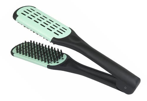 Tredoni 100% Natural Boar-Bristle Thermal Ceramic Straightening Hairbrush - Blow-Dry Clamp Hairbrush, Multicolor