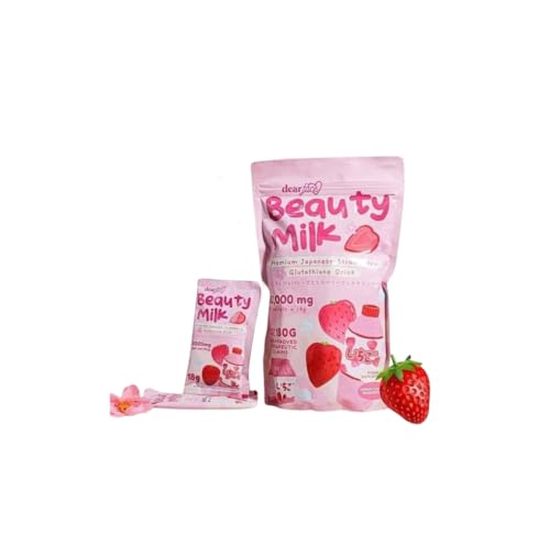 RKS BEAUTY PRODUCTS Dear Face Beauty Milk Premium Japanese Strawberry Glutathione Drink 18g (10 sachets)