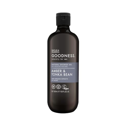 Baylis & Harding Men's Natural Shower Gel 500 ml Goodness Amber & Tonka Bean - Vegan