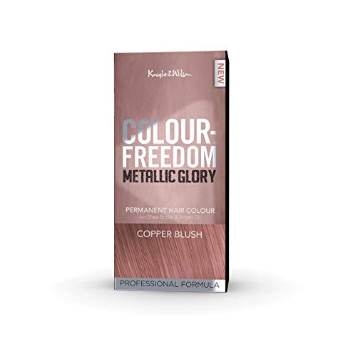 Colour Freedom Metallic Permanent Copper Blush Conditioning Hair Dye. Infused with Shea Butter and Argan Oil for Ultra Glossy Conditioned Hair. 100% grey coverage. By Knight & Wilson.