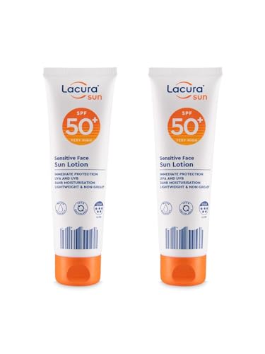 2× Lacura Aldi - Sensitive Face Sun Lotion - SPF 30 High | Immediate Protection UVA & UVB - 24H Moisturisation - Lightweight & Non-greasy | 50mL Each [TWIN PACK]