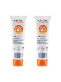 2× Lacura Aldi - Sensitive Face Sun Lotion - SPF 30 High | Immediate Protection UVA & UVB - 24H Moisturisation - Lightweight & Non-greasy | 50mL Each [TWIN PACK]