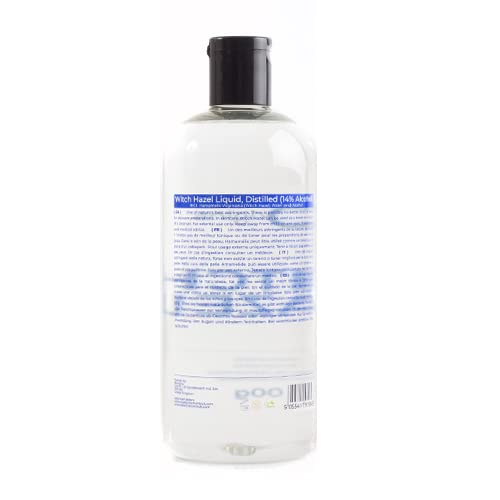 Mystic Moments | Witch Hazel Liquid | INCI: Hamamelis Virginiana – Alcohol | Natural Skin Toner | Astringent & Soothing Extract | Cosmetic Grade | Oil & Problem Skin Care | 500g