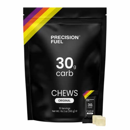 Precision Hydration Precision Fuel 30 Energy Chews - High Carb, Lightweight Snack for Endurance Sports, 30g Carbs per Serving, Ideal for Running & Cycling, No Artificial Ingredients - Original Flavour (15 x 34g Chews)