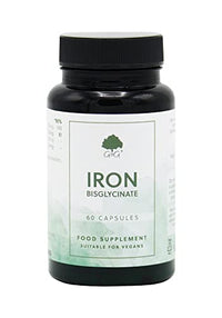 Iron (bisglycinate) Capsules | 20mg Iron (bisglycinate) per Capsule | 60 Vegan Capsules | Chelated Iron for Better Absorption | with Vitamin C | G&G Vitamins