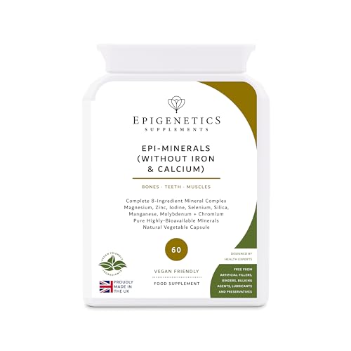 Epigenetics Epi-Minerals (Without Iron & Calcium) | 9-Mineral Complex: Silica, Magnesium, Zinc, Iodine + 4 More | 60 Vegan Capsules UK Made | 1 Capsule Daily (2 Month Supply)