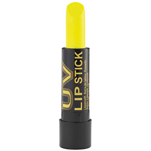 Neon Yellow UV reactive Lipstick, cosmetically certified formula made in the UK that glows under UV light.