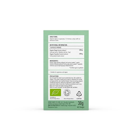 Mushrooms 4 Life Organic Myco Beauty Tremella + Chaga Mushroom Super Blend (6 Mushroom Blend)| 60 Caps or 60g Powder - Mushroom Superfood Supplement - Pure Grade Extracts, No Binders (60 Caps)