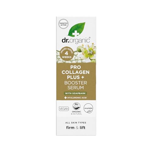 Dr Organic Pro Collagen Booster Serum, Hyaluronic Acid, Smooth Fine Lines & Wrinkles, Anti-Ageing, Firming, Lightweight, Vegan, Cruelty Free, Paraben & SLS Free, Organic, 30ml