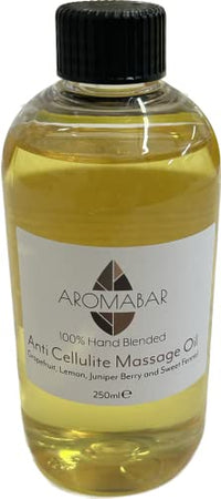 Aromabar Anti Cellulite Massage Oil 250ml Pump Dispenser with Grapefruit Lemon Juniper Fennel Pure Essential Oils
