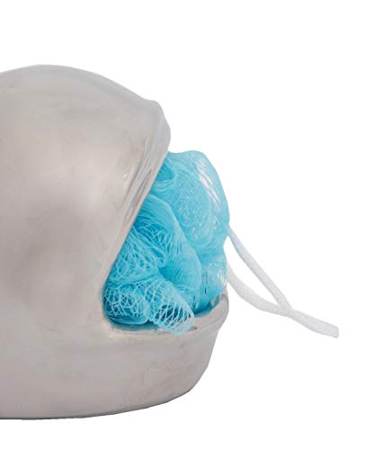 SiL Interiors SIL Interiors Dolomite Ceramic Whale Shape Bath Sponge Holder with Body Puff