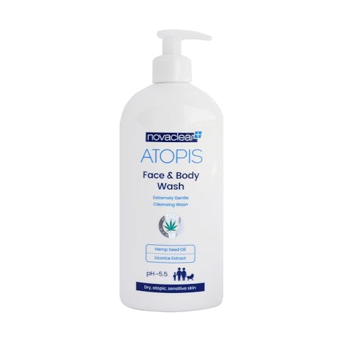 Novaclear ATOPIS FACE AND BODY WASH- 500 ml for Very dry, Atopic prone skin, Deep and long lasting Hydration and Moistrizing, Strengthens the protective barrier of the skin.