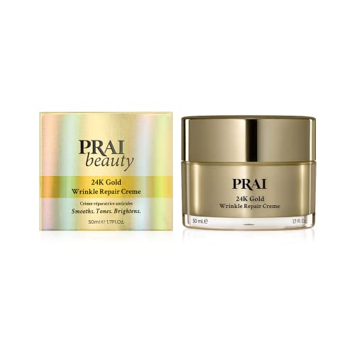 PRAI 24K Gold Wrinkle Repair Night Creme (50ml) - Ultimate Solution for Fine Lines, Dullness, Wrinkles, and Dark Spots - Anti Aging Formula Revitalize the Skin While You Sleep